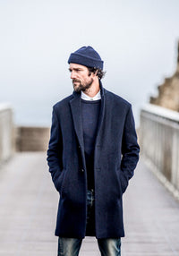 Manteau Laine et Cachemire Marine
